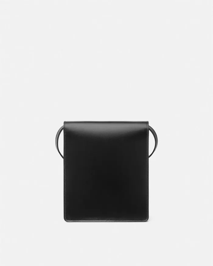 Leather Crossbody Cargo Bag Blacksilver Men Versace Crossbody and Messengers