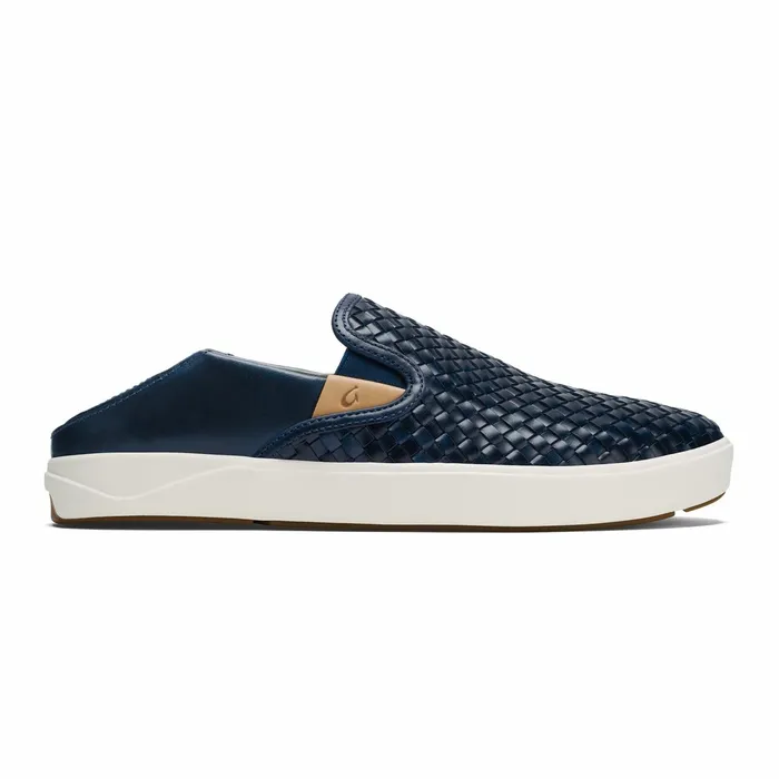 Leather Men Olukai Laeahi Lauhala Leather SlipOns 8211 Trench Blue