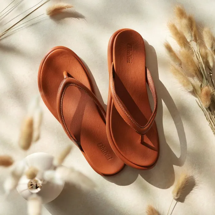 Leather Women Olukai Tiare Leather Beach Sandals 8211 Fox