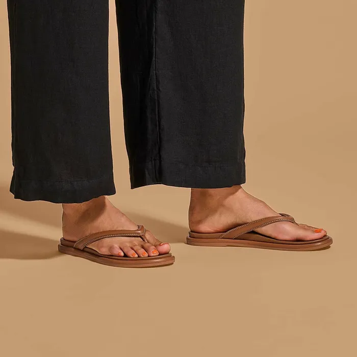 Leather Women Olukai Tiare Leather Beach Sandals 8211 Fox