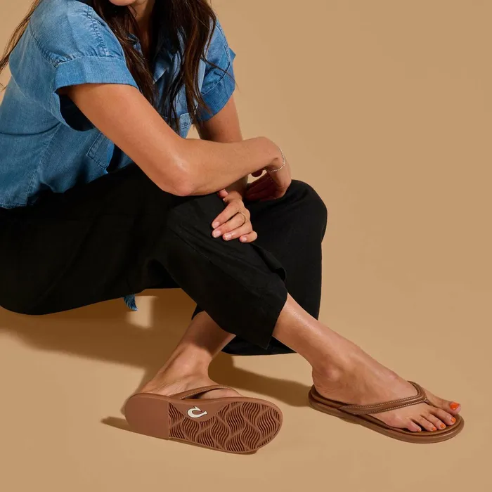 Leather Women Olukai Tiare Leather Beach Sandals 8211 Fox