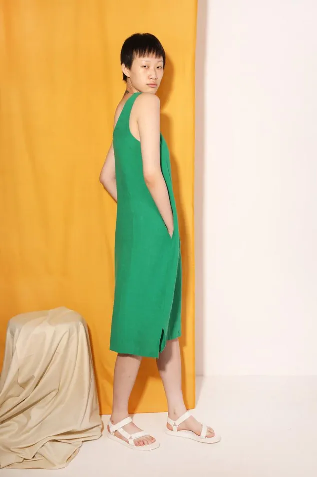 LF Markey Dresses Women Basic Linen Shift Dress Grass