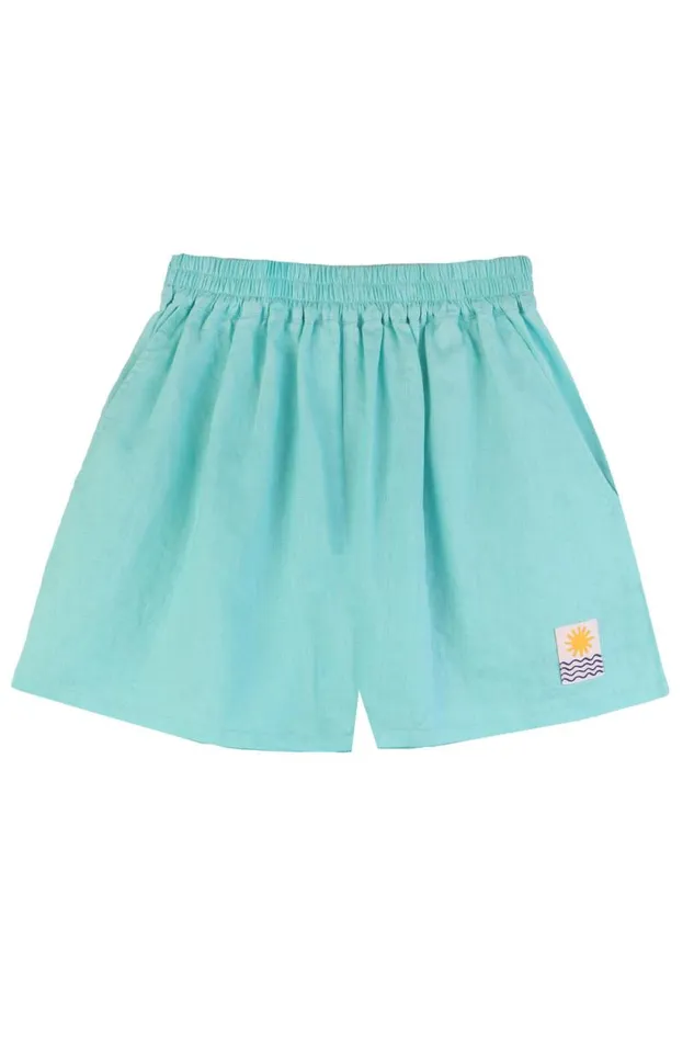 LF Markey Shorts Women Basic Linen Shorts Aqua