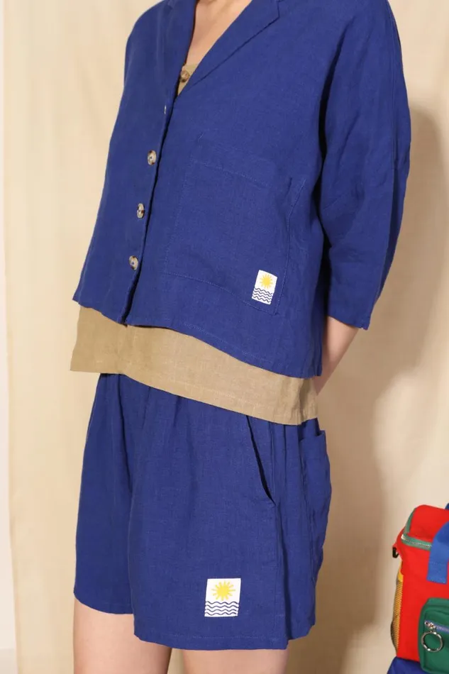 LF Markey Shorts Women Basic Linen Shorts Cobalt
