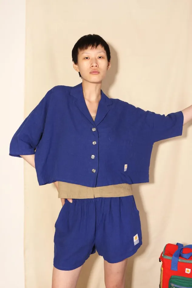 LF Markey Shorts Women Basic Linen Shorts Cobalt