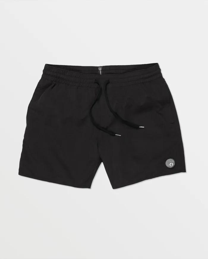 Lido Solid Elastic Waist Trunks 8211 Black Mens Volcom Boardshorts and Trunks