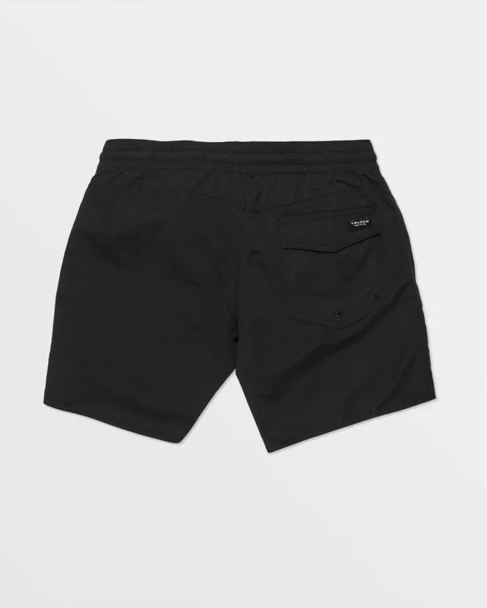 Lido Solid Elastic Waist Trunks 8211 Black Mens Volcom Boardshorts and Trunks