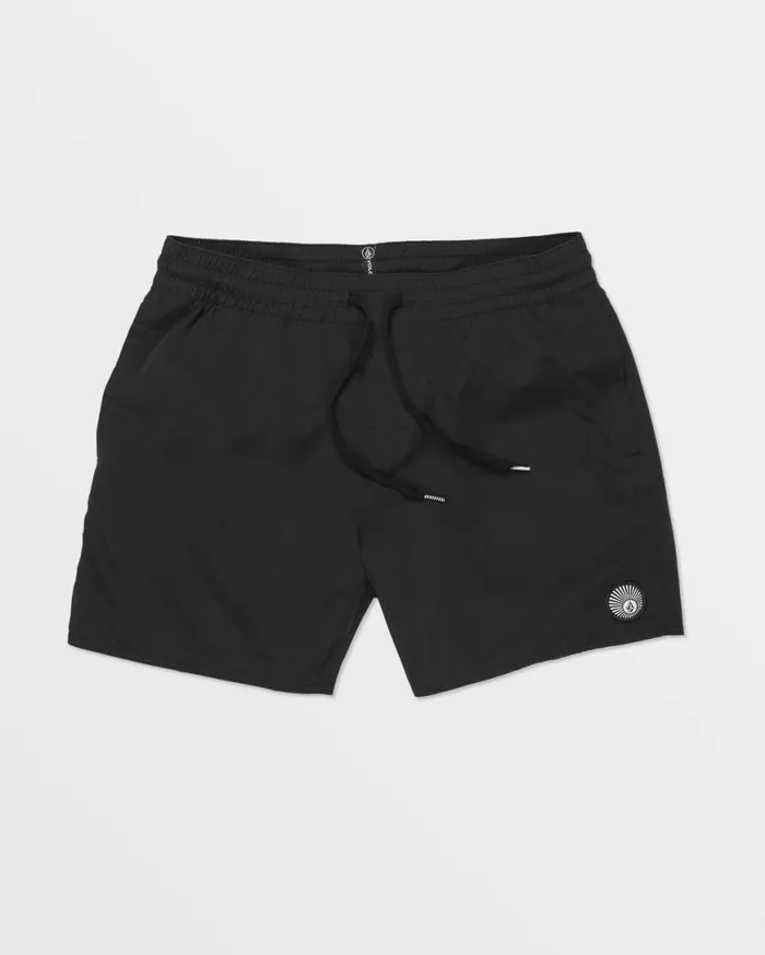 Lido Solid Elastic Waist Trunks 8211 Black Mens Volcom Boardshorts and Trunks