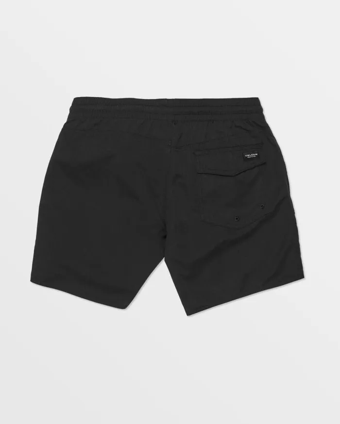 Lido Solid Elastic Waist Trunks 8211 Black Mens Volcom Boardshorts and Trunks