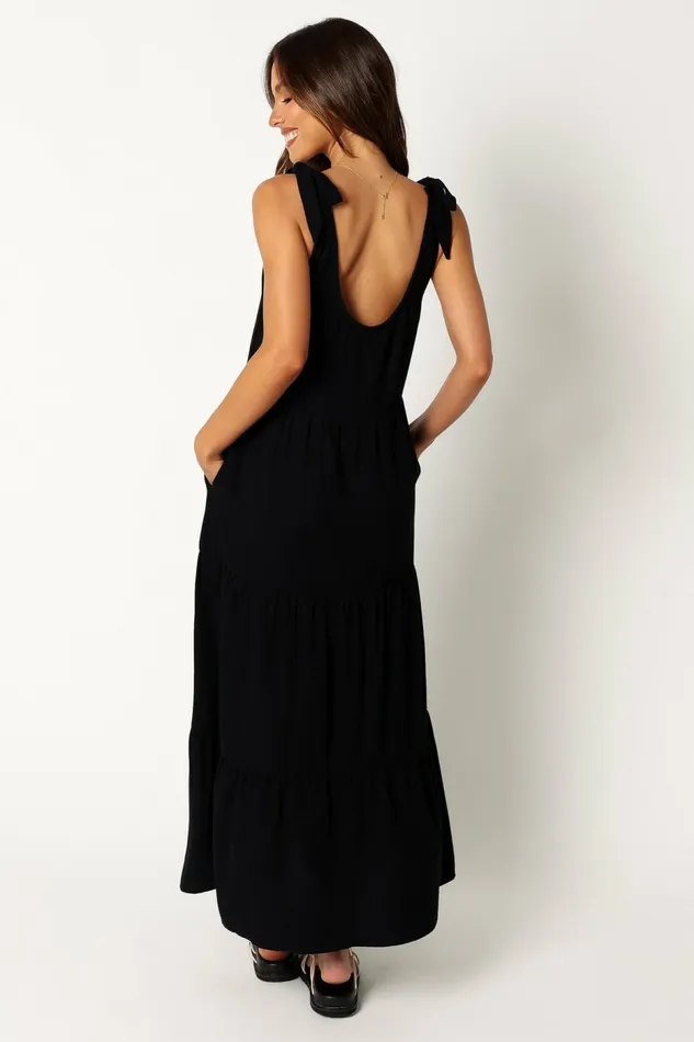 Linen Dresses Women Petal and Pup Marcy Midi Dress Black