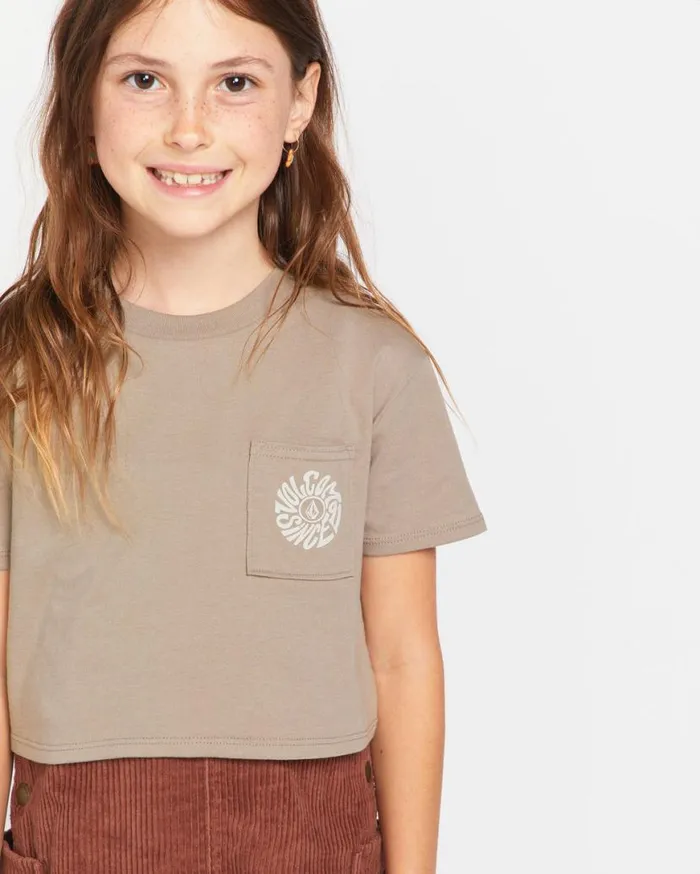 Little Girls Pkt Dial Short Sleeve Tee 8211 Moondust Kids Volcom TShirts and Tanks
