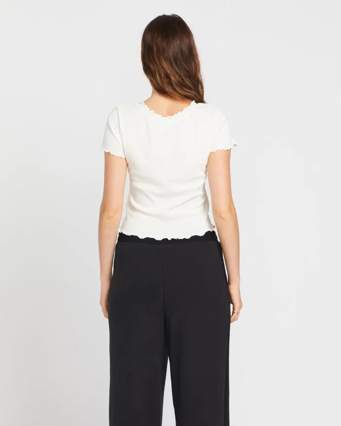 Lived In Lounge Knit Short Sleeve Top 8211 Star White Womens Volcom Tops