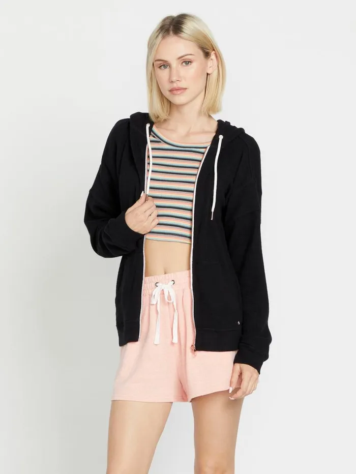 Lived In Lounge Zip Jacket 8211 Black Womens Volcom Jackets