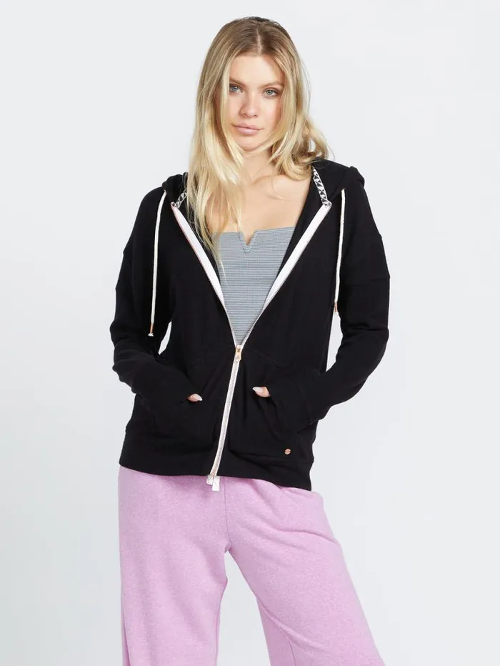 Lived In Lounge Zip Jacket 8211 Black Womens Volcom Jackets