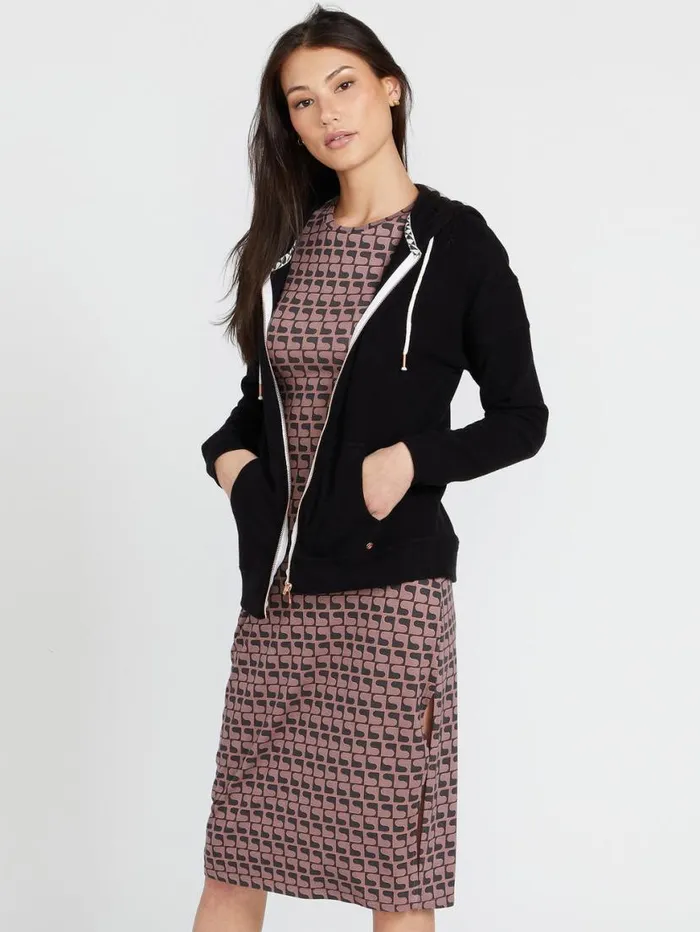 Lived In Lounge Zip Jacket 8211 Black Womens Volcom Jackets