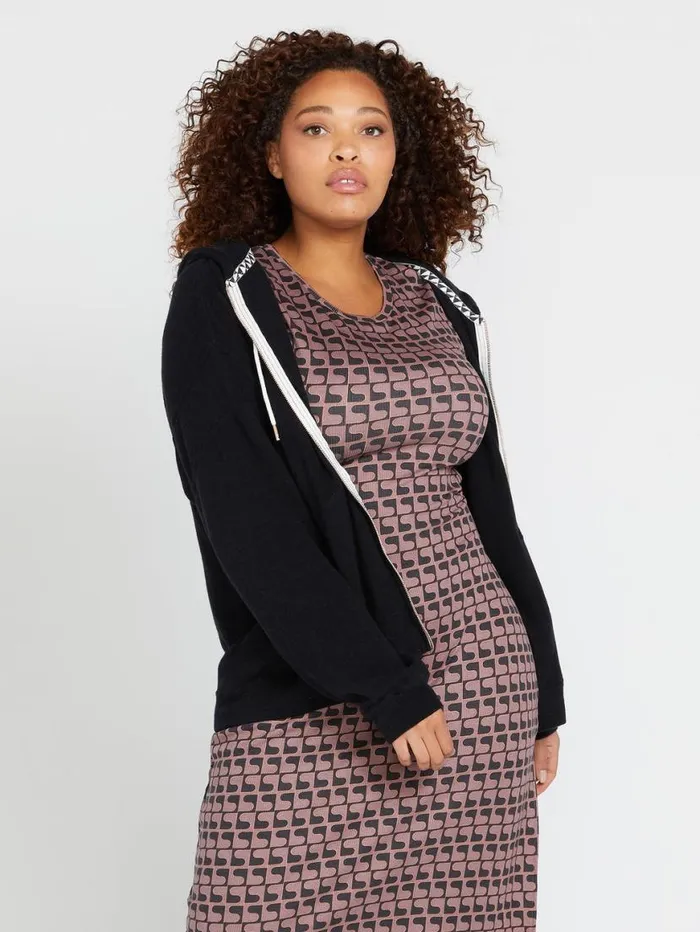 Lived In Lounge Zip Jacket 8211 Black Womens Volcom Jackets