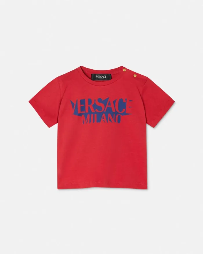 Logo Baby TShirt Red Children Versace Clothing