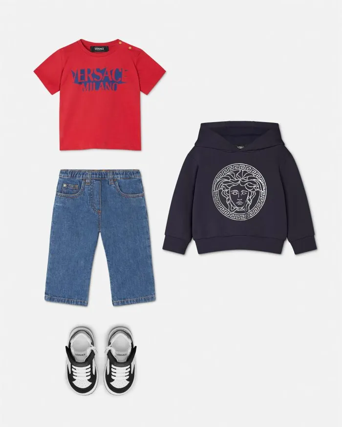 Logo Baby TShirt Red Children Versace Clothing