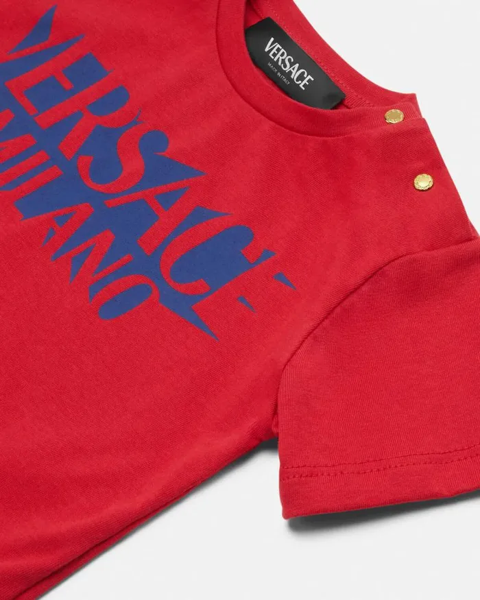 Logo Baby TShirt Red Children Versace Clothing