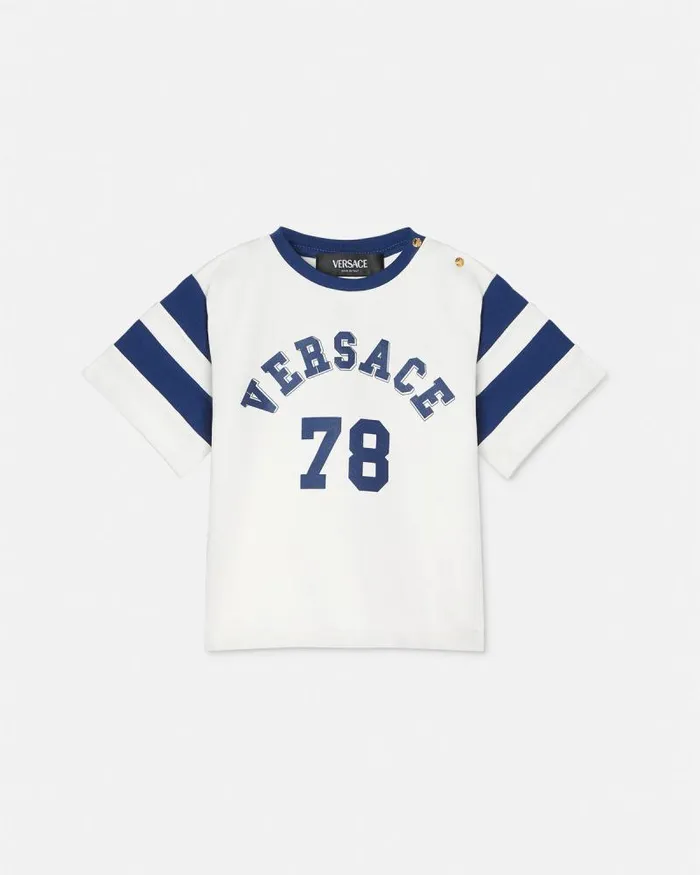 Logo Baby TShirt Whiteblue Children Versace Clothing