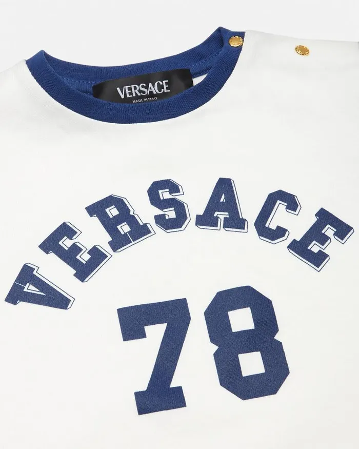 Logo Baby TShirt Whiteblue Children Versace Clothing