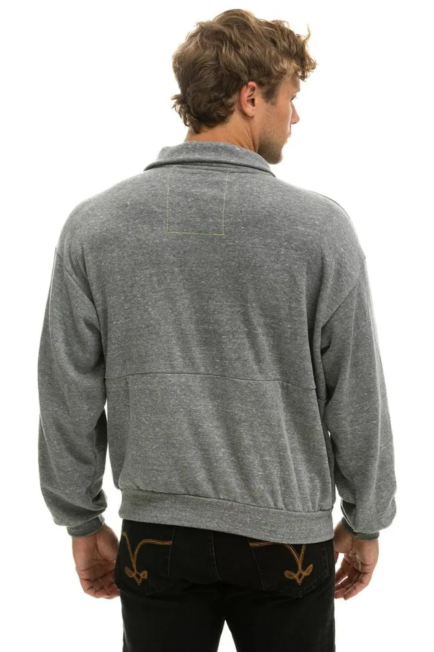 Logo Embroidery Half Zip Sweatshirt 8211 Heather Grey WomenMen Aviator Nation Sweatshirts