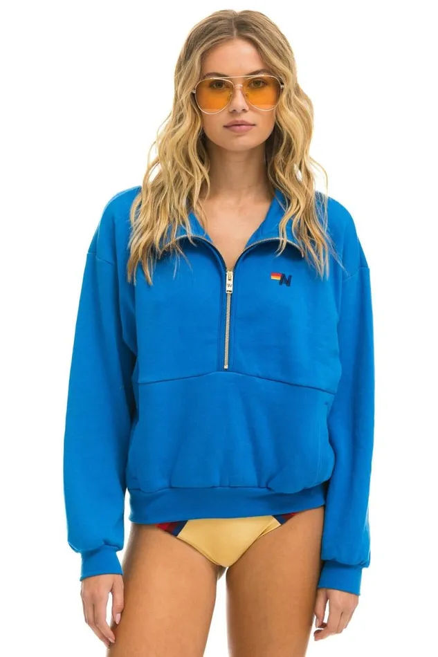 Logo Embroidery Half Zip Sweatshirt 8211 Ocean WomenMen Aviator Nation Sweatshirts Logo Embroidery Half Zip Sweatshirt 8211 Ocean WomenMen Aviator Nation Sweatshirts