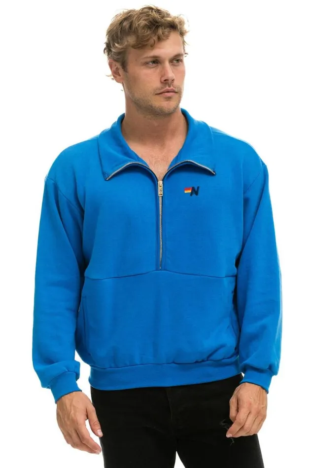 Logo Embroidery Half Zip Sweatshirt 8211 Ocean WomenMen Aviator Nation Sweatshirts