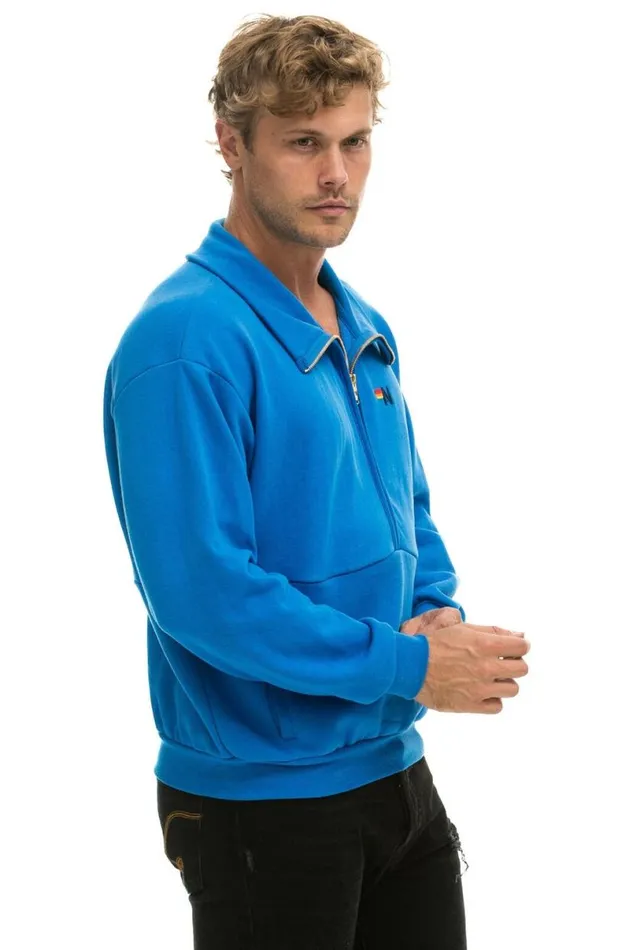 Logo Embroidery Half Zip Sweatshirt 8211 Ocean WomenMen Aviator Nation Sweatshirts