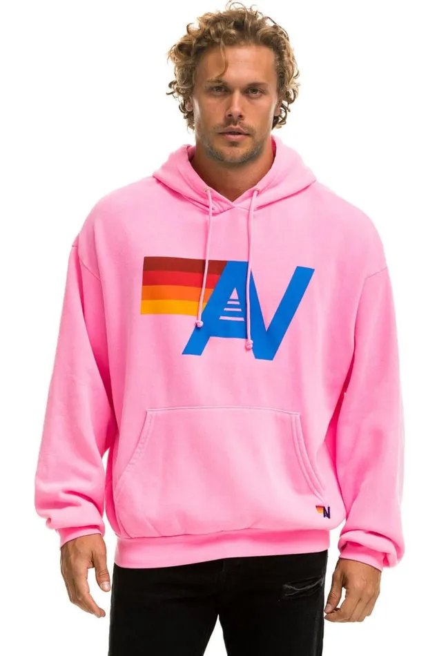 Logo Pullover Relaxed Hoodie 8211 Neon Pink WomenMen Aviator Nation Hoodies