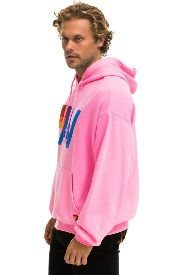 Logo Pullover Relaxed Hoodie 8211 Neon Pink WomenMen Aviator Nation Hoodies
