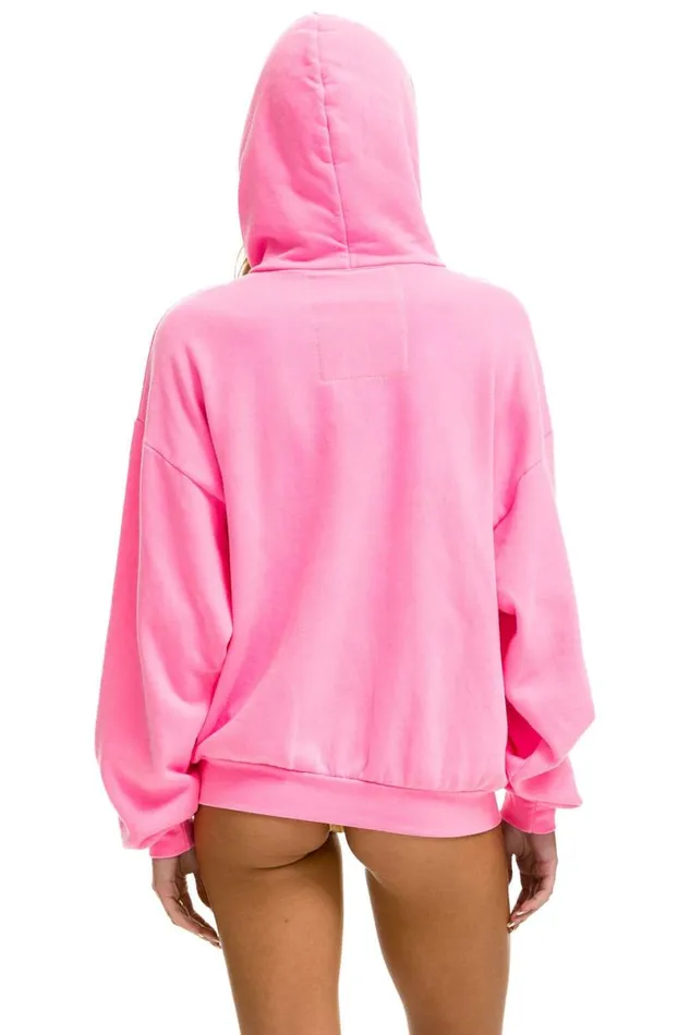 Logo Pullover Relaxed Hoodie 8211 Neon Pink WomenMen Aviator Nation Hoodies