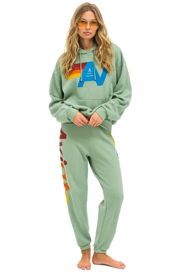 Logo Pullover Relaxed Hoodie 8211 Sage WomenMen Aviator Nation Hoodies