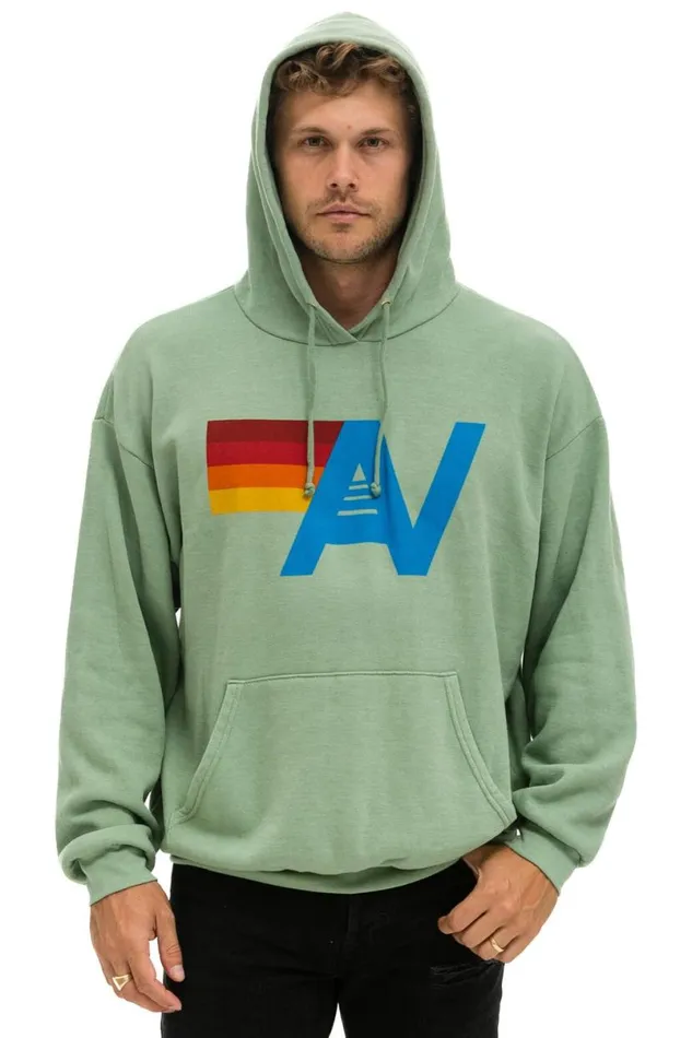 Logo Pullover Relaxed Hoodie 8211 Sage WomenMen Aviator Nation Hoodies