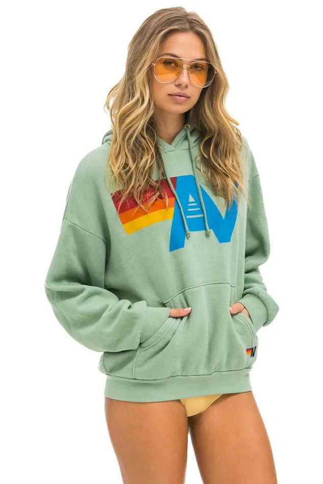 Logo Pullover Relaxed Hoodie 8211 Sage WomenMen Aviator Nation Hoodies