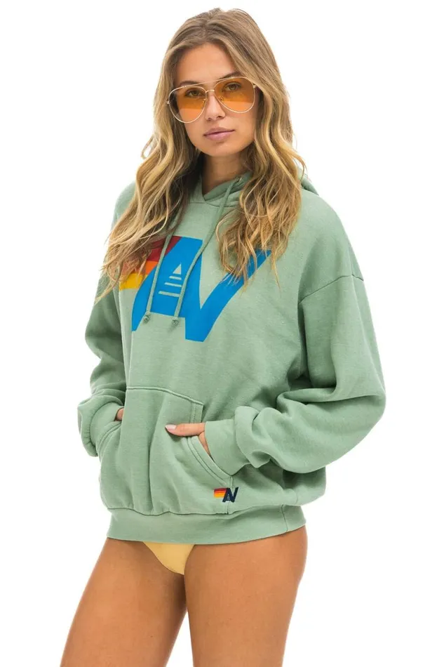 Logo Pullover Relaxed Hoodie 8211 Sage WomenMen Aviator Nation Hoodies