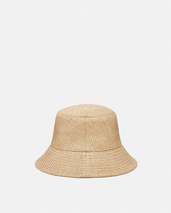 Logo Raffia Bucket Hat Beige WomenMen Versace Hats and Caps