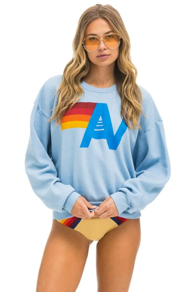 Logo Relaxed Crew Sweatshirt 8211 Ice WomenMen Aviator Nation Sweatshirts