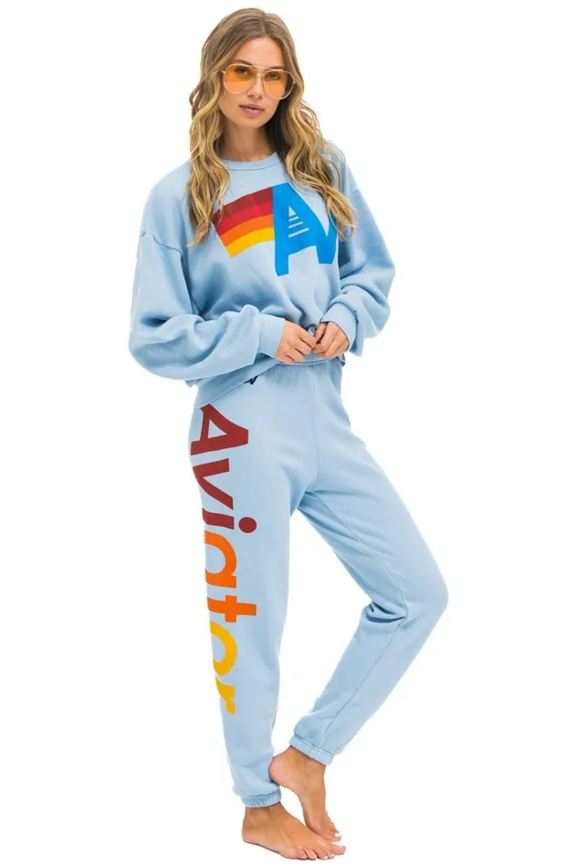 Logo Relaxed Crew Sweatshirt 8211 Ice WomenMen Aviator Nation Sweatshirts