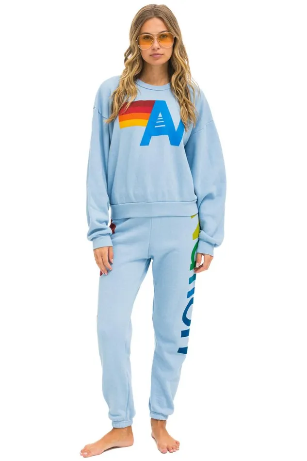 Logo Relaxed Crew Sweatshirt 8211 Ice WomenMen Aviator Nation Sweatshirts