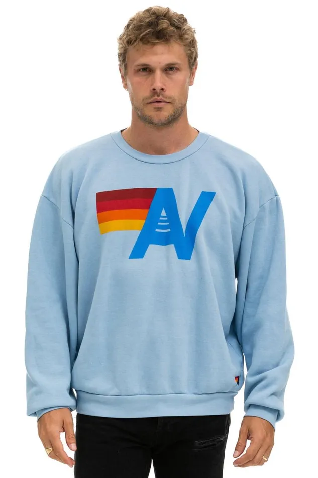 Logo Relaxed Crew Sweatshirt 8211 Ice WomenMen Aviator Nation Sweatshirts