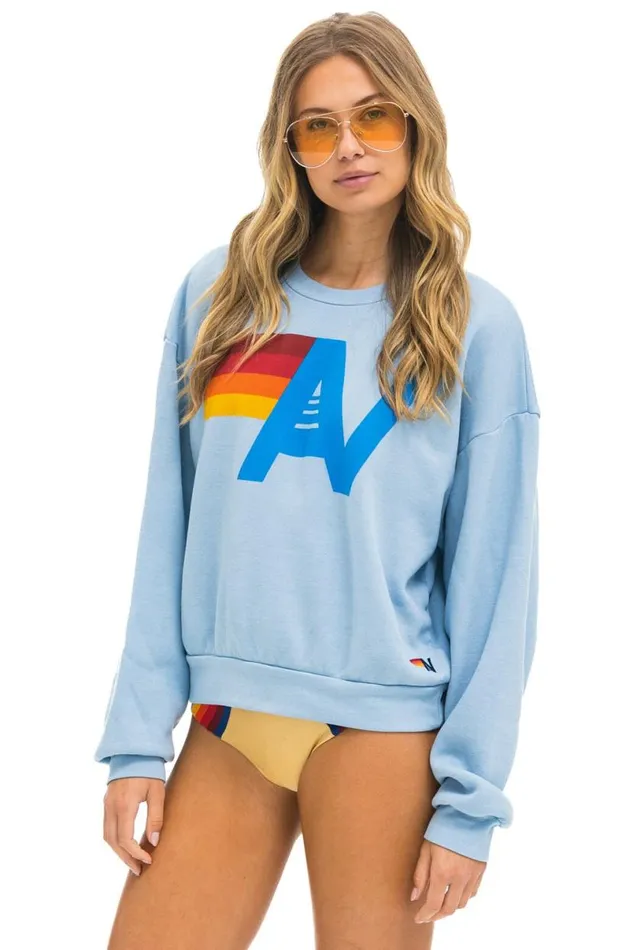 Logo Relaxed Crew Sweatshirt 8211 Ice WomenMen Aviator Nation Sweatshirts