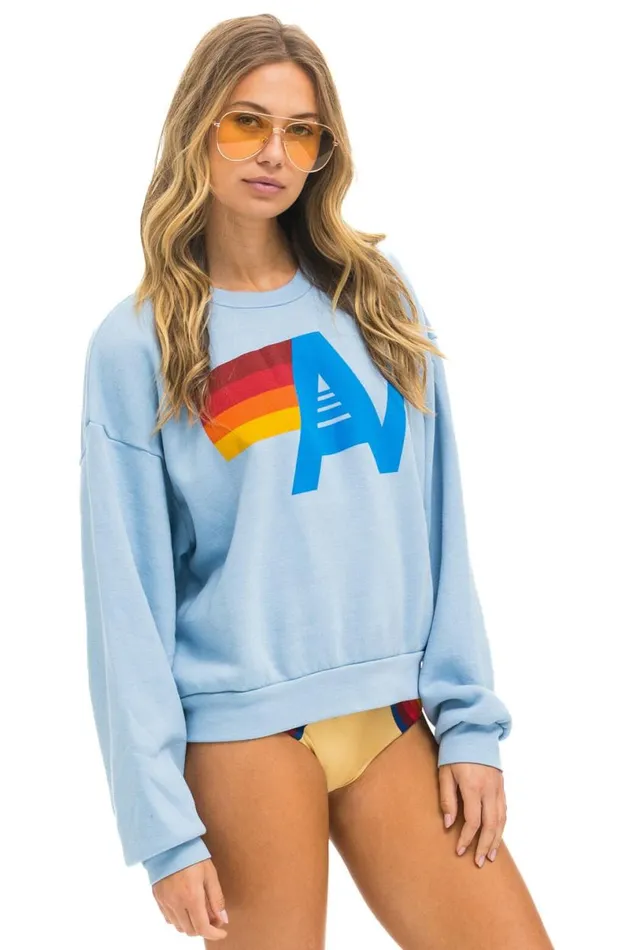 Logo Relaxed Crew Sweatshirt 8211 Ice WomenMen Aviator Nation Sweatshirts