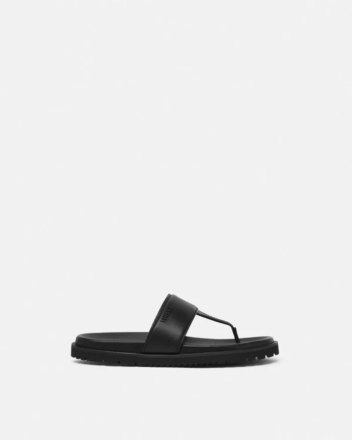 Logo Sandals Black Men Versace Sandals and Slides