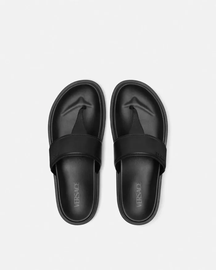 Logo Sandals Black Men Versace Sandals and Slides