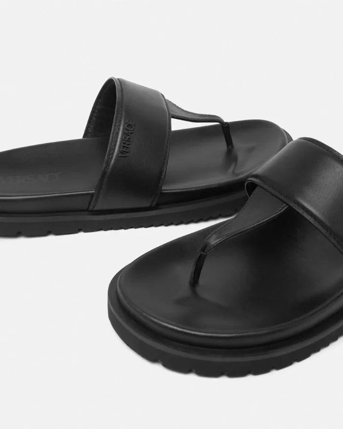 Logo Sandals Black Men Versace Sandals and Slides