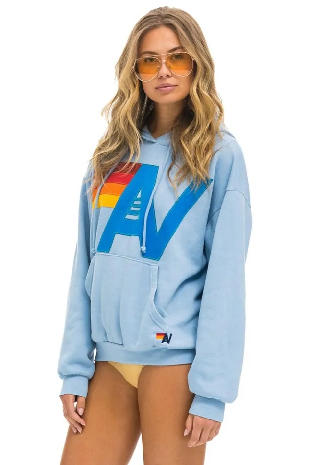 Logo Stitch Pullover Relaxed Hoodie 8211 Ice WomenMen Aviator Nation Hoodies