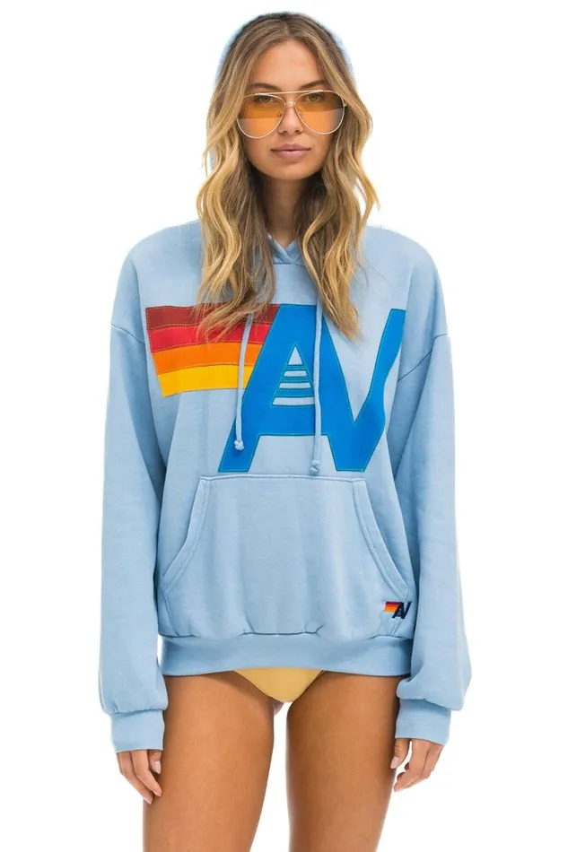 Logo Stitch Pullover Relaxed Hoodie 8211 Ice WomenMen Aviator Nation Hoodies