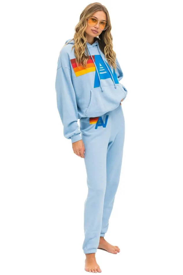 Logo Stitch Pullover Relaxed Hoodie 8211 Ice WomenMen Aviator Nation Hoodies