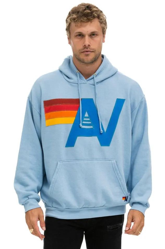Logo Stitch Pullover Relaxed Hoodie 8211 Ice WomenMen Aviator Nation Hoodies